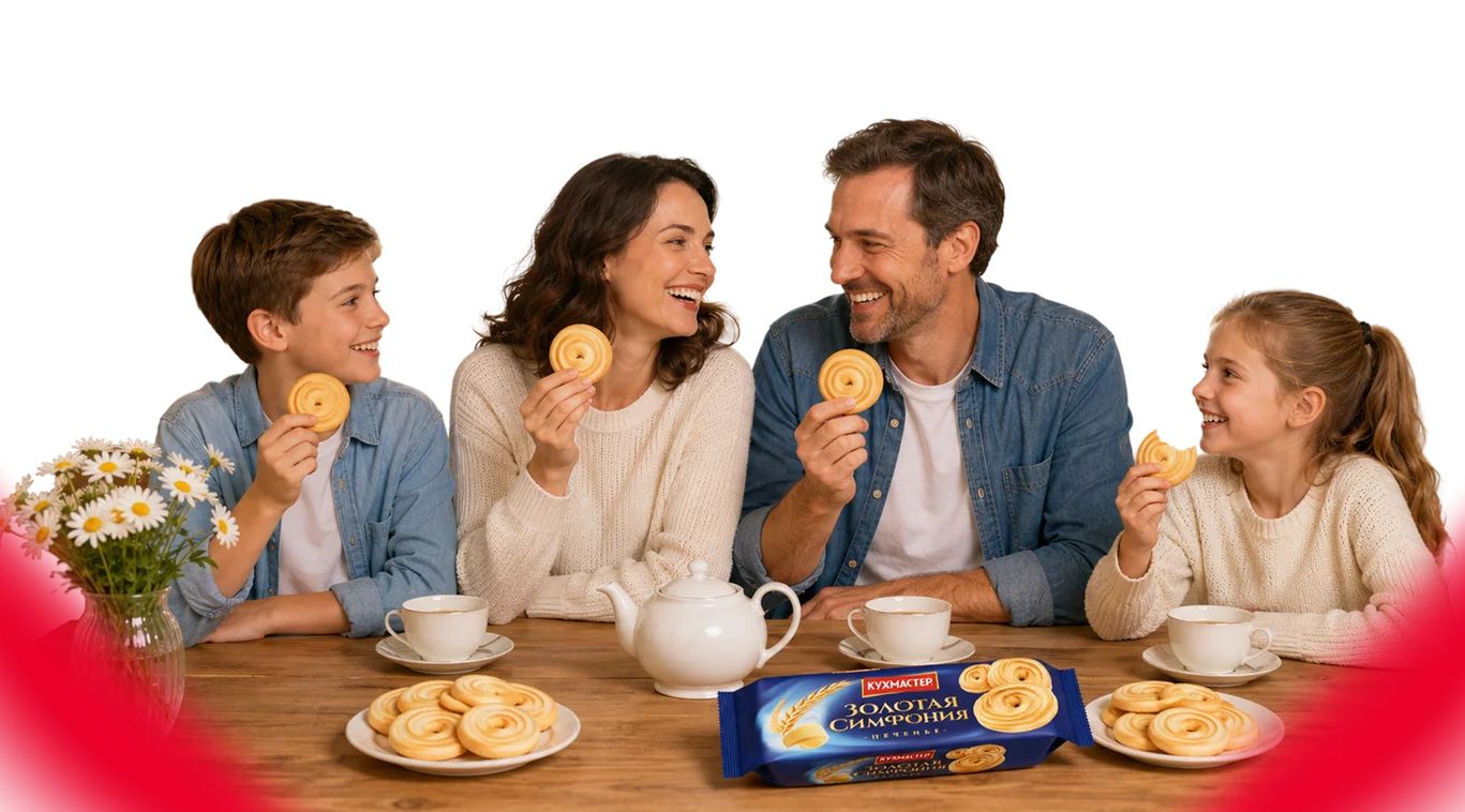 Семья с продуктами Кухмастер