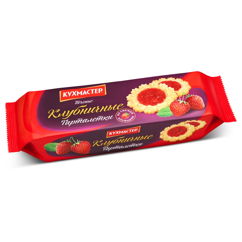 Печенье Кухмастер "Клубничные тарталетки" сдобное 240г.